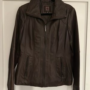 Ann Klein Chocolate Brown Leather Jacket